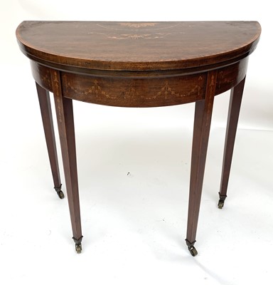 Lot 3142 - An Edwardian mahogany demi-lune card table,...