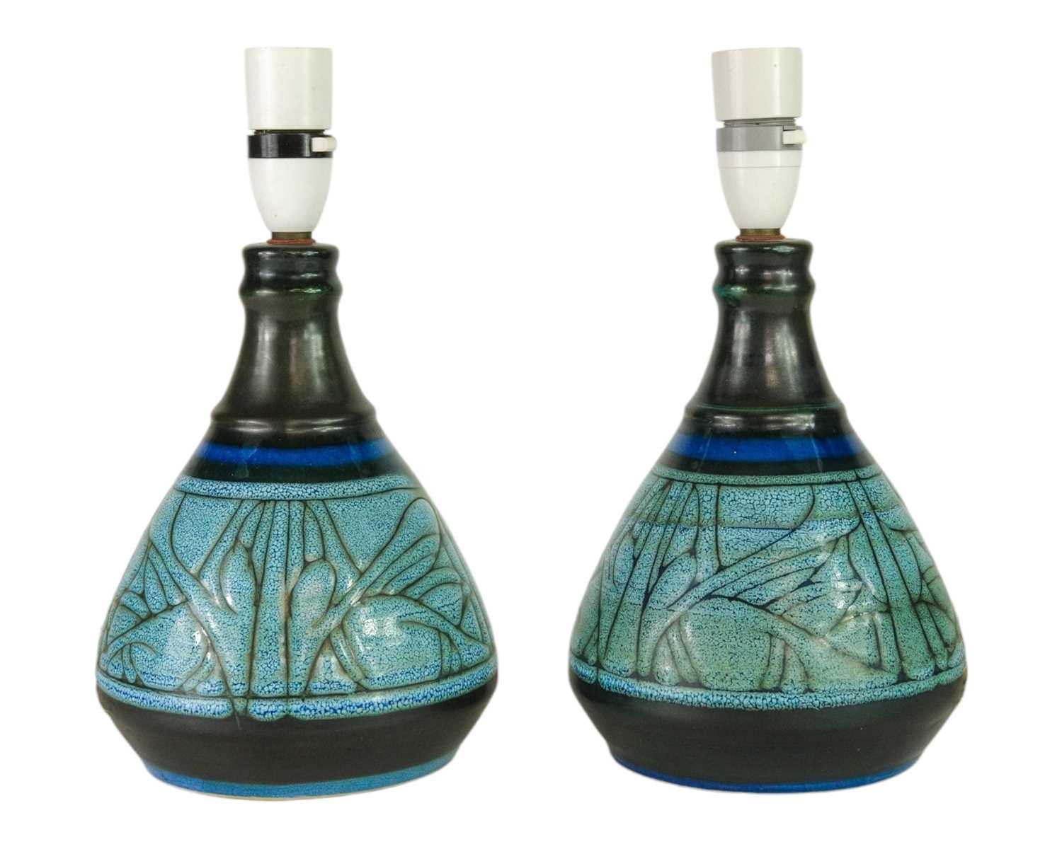 Lot 45 - A pair of Celtic Pottery table lamps.