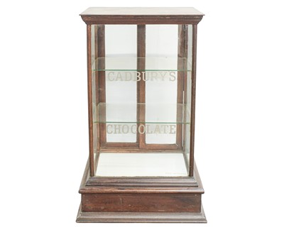 Lot 918 - An early 20th century small glazed table top display cabinet for 'Cadbury's Chocolate'