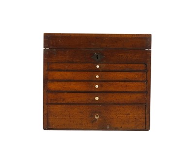 Lot 27 - A late 19th century mahogany cased slide preparation cabinet.