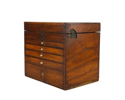 Lot 27 - A late 19th century mahogany cased slide preparation cabinet.
