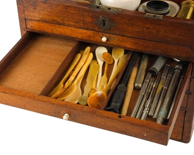 Lot 27 - A late 19th century mahogany cased slide preparation cabinet.