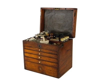 Lot 27 - A late 19th century mahogany cased slide preparation cabinet.