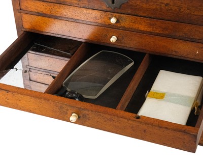 Lot 27 - A late 19th century mahogany cased slide preparation cabinet.