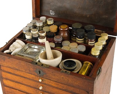 Lot 27 - A late 19th century mahogany cased slide preparation cabinet.