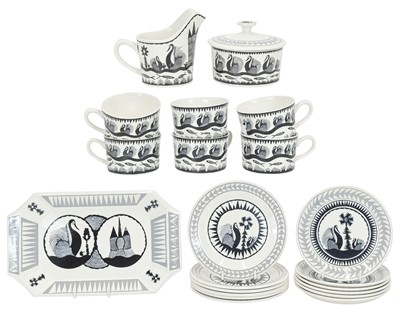 Lot 37 - Scottie Wilson (1888-1972) for Royal Worcester, a tea service for six.