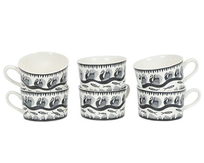 Lot 37 - Scottie Wilson (1888-1972) for Royal Worcester, a tea service for six.