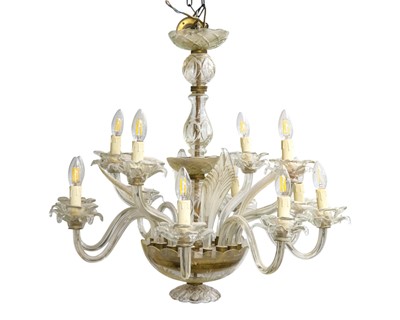 Lot 790 - A Murano glass 12 light chandelier.
