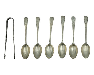 Lot 125 - A set of six silver Old English pattern teaspoons by Josiah Williams & Co.