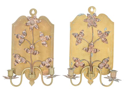 Lot 356 - A pair of Arts and Crafts style wall sconces.