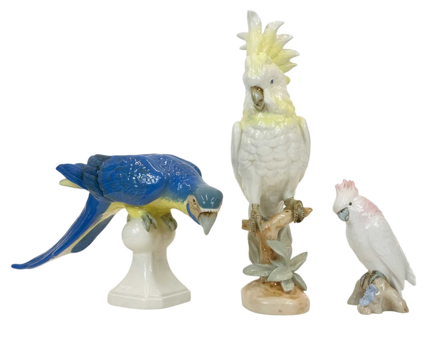 Lot 5 - Three Royal Dux porcelain bird figures.