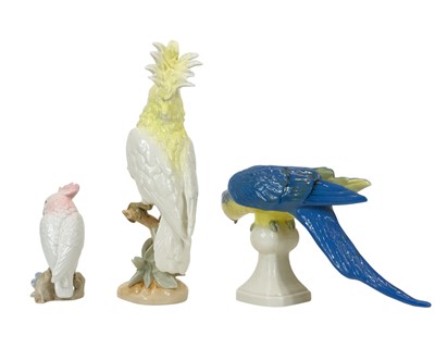 Lot 5 - Three Royal Dux porcelain bird figures.