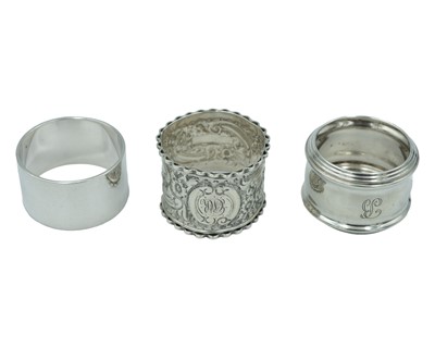 Lot 141 - A selection of Victorian and later silver napkin rings.