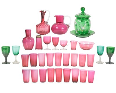 Lot 676 - A collection of cranberry glassware.
