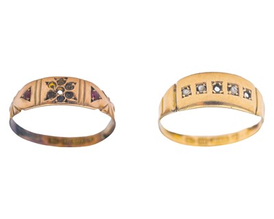 Lot 120 - Two Victorian yellow gold rings.
