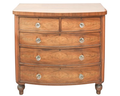 Lot 883 - A Victorian mahogany chest of two short and three long drawers.