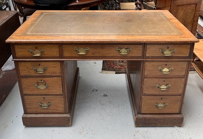 Lot 3226 - A late Victorian mahogany pedestal desk,...