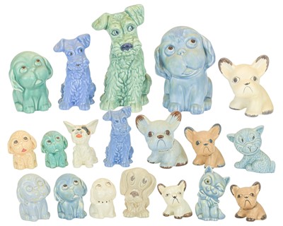 Lot 339 - A Sylvac large green glazed terrier figure.