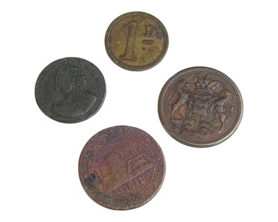 Lot 252 - Three Cornish tokens plus one other.