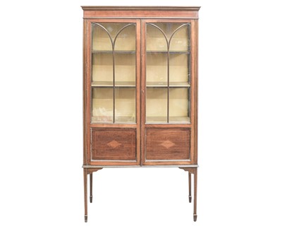Lot 873 - An Edwardian mahogany and inlaid display cabinet.