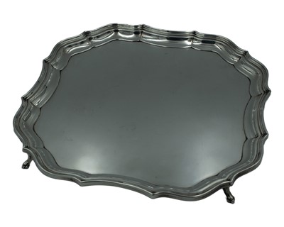 Lot 86 - A large George V silver salver by the Barker Brothers.
