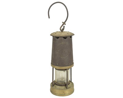 Lot 43 - A Protector Lamp & Lighting Co brass and steel Miner's lamp.