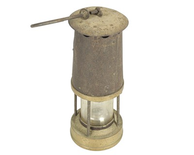 Lot 43 - A Protector Lamp & Lighting Co brass and steel Miner's lamp.