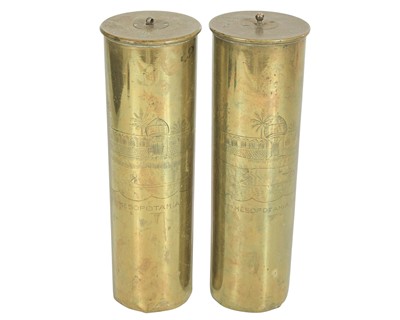 Lot 124 - Trench art, two WWI brass shell cases.