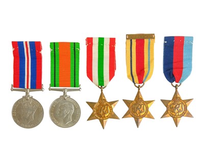 Lot 148 - WWII medals and 9ct gold tie clip.