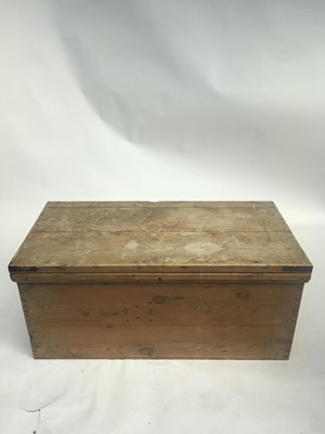 Lot 3200 - A 19th century pine chest with hinged lid and...