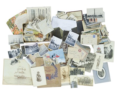 Lot 338 - Two boxes containing postcards, photographs and ephemera.
