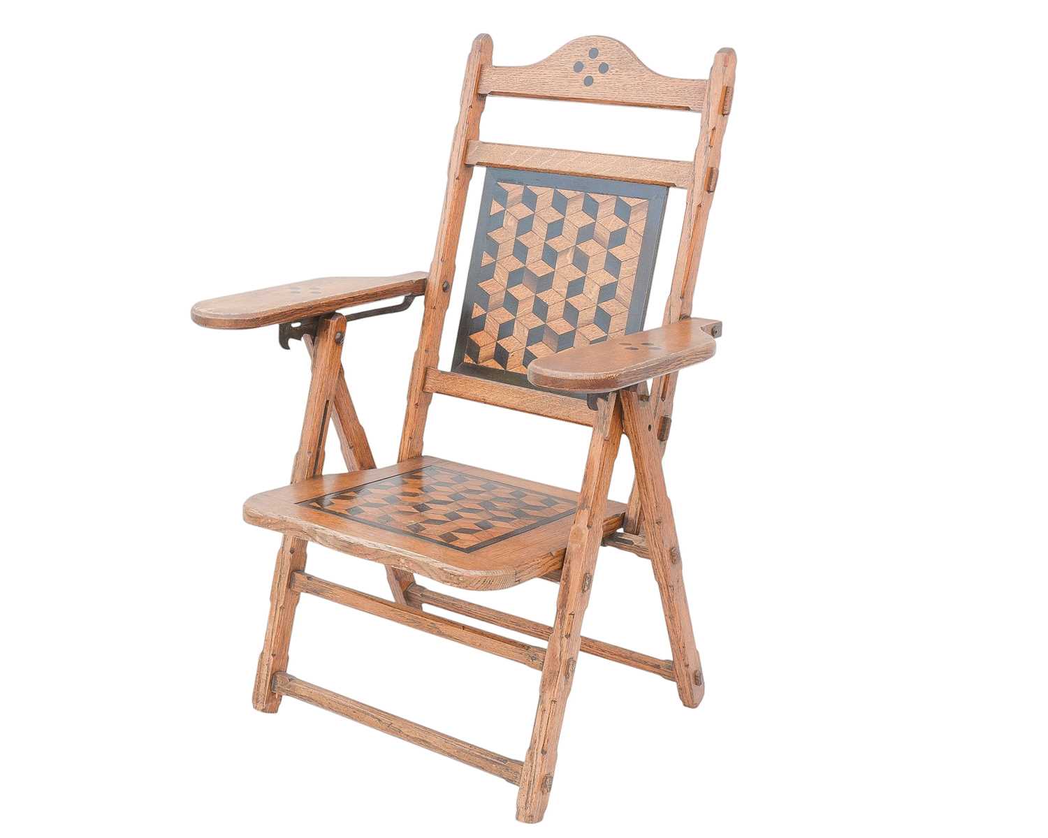 Lot 912 - A stylish Victorian inlaid oak folding occasional chair.
