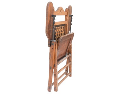 Lot 912 - A stylish Victorian inlaid oak folding occasional chair.