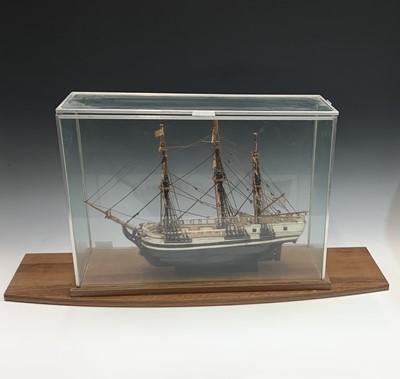 Lot 10 - A painted wood scale model of HMS Bounty, with...