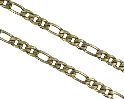 Lot 70 - A 9k yellow gold figaro chain link necklace.