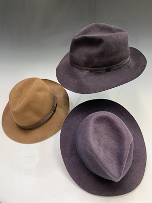Lot 2840 - Three quality Gentlemen's fedora hats, one...