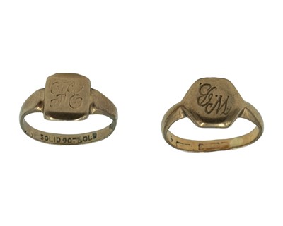 Lot 52 - A 9k rose-gold lady's signet ring, and a similar rose-gold signet ring.