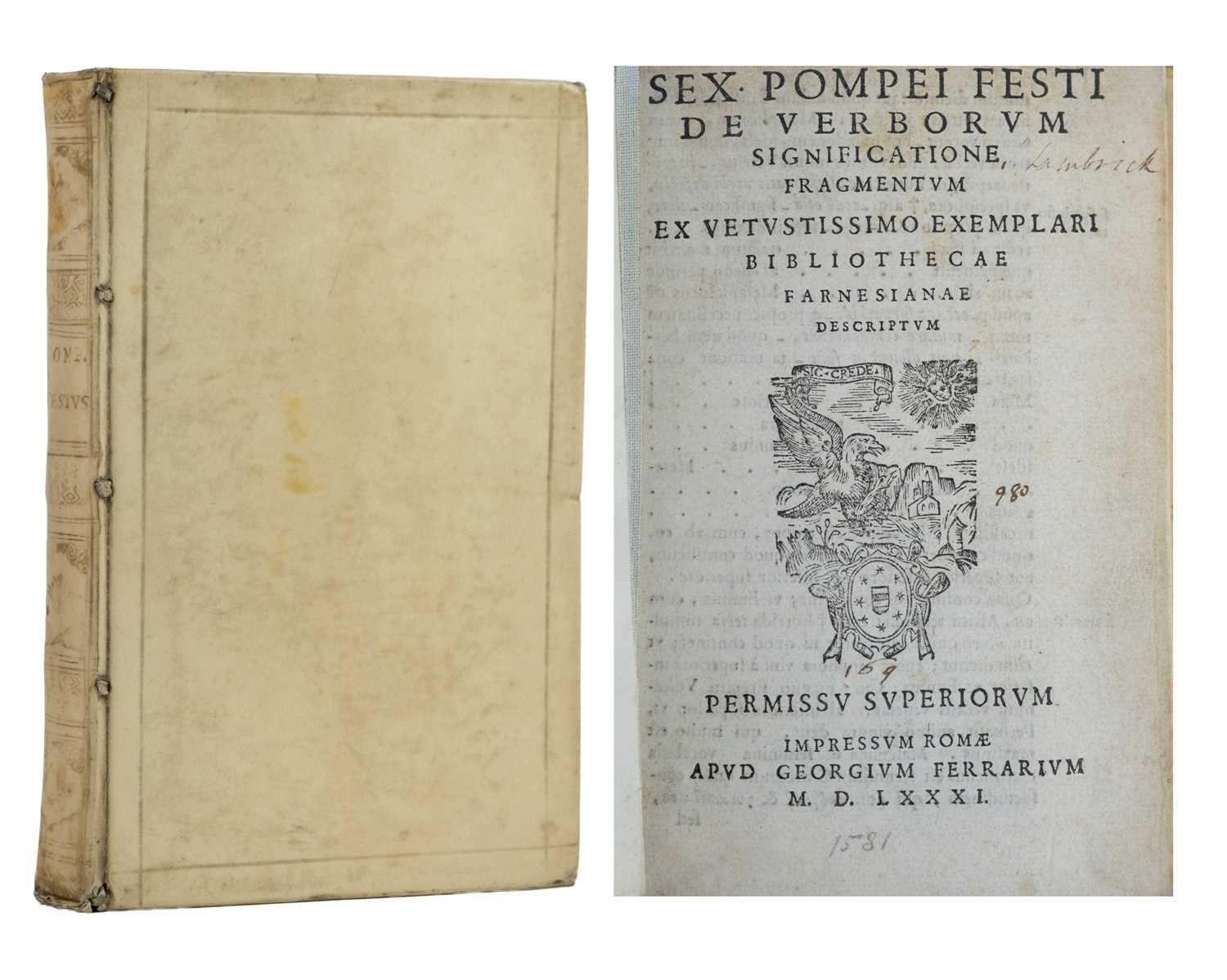 Lot 11 - (16th Century Rome Printing) Sextus Pompeius Festus