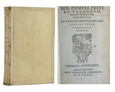 Lot 11 - (16th Century Rome Printing) Sextus Pompeius Festus