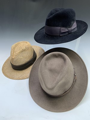 Lot 2841 - A wide dark blue Gentleman's fedora by Herbert...
