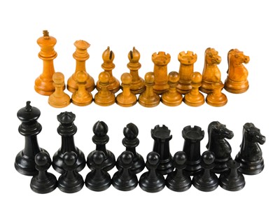 Lot 47 - A Jacques Staunton weighted boxwood and ebony part chess set.