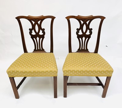 Lot 3067 - A pair of George III mahogany dining chairs,...
