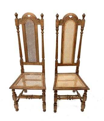 Lot 3174 - A pair of 17th century style walnut cane back...
