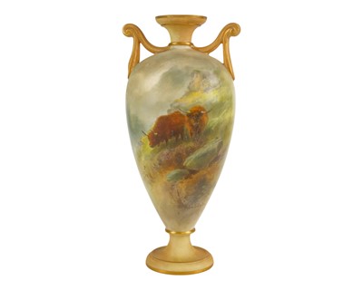Lot 712 - A Royal Worcester porcelain baluster vase.
