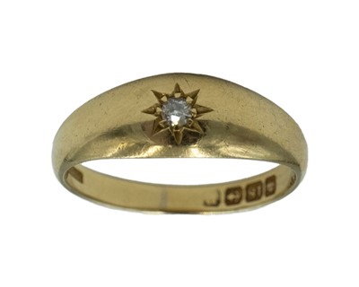 Lot 83 - An 18k early 20th-century single old mine-cut diamond set gypsy ring by S Blanckensee & Son Ltd.