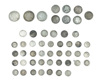 Lot 12 - GB - Victoria, a collection of silver coinage of various denominations.