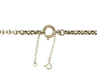 Lot 75 - An antique yellow gold trace-link 31" neck chain.