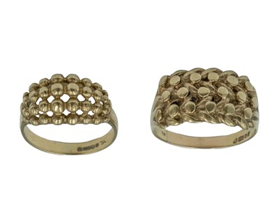 Lot 90 - Two 9k hallmarked gold rings.