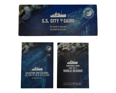 Lot 24 - S.S. CITY OF CAIRO; a cased set of three encapsulated coins recovered from S.S City of Cairo.