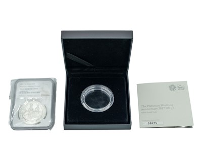 Lot 44 - GB - Elizabeth II, 2017 Piedfort Five Pounds, Platinum Wedding Anniversary, Proof, NGC PF 69.
